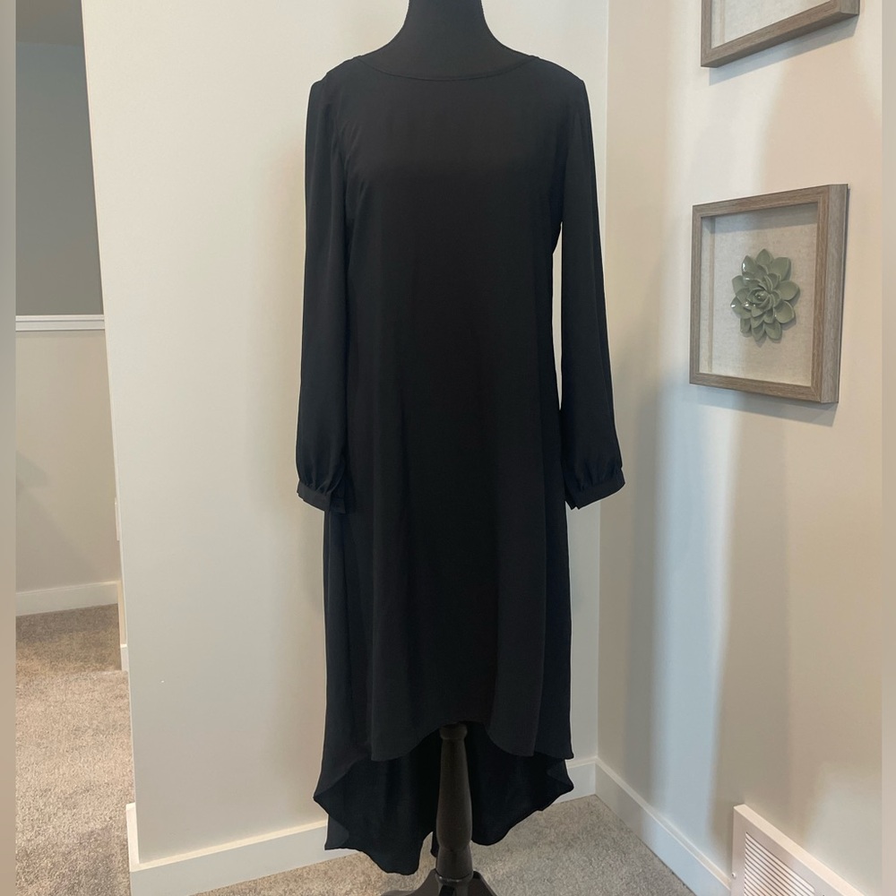Workhall Okakie Black Long Sleeve Oversized Maxi Dress with Back Detail NWT!